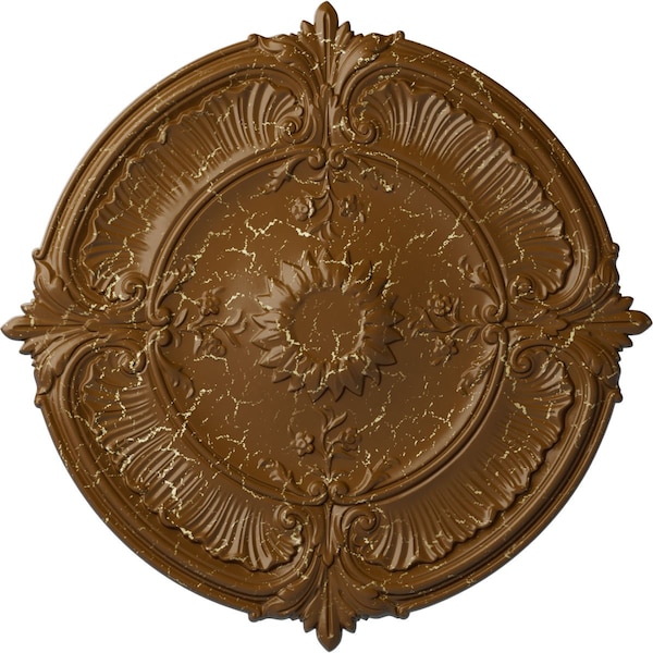 Ekena Millwork Attica Acanthus Leaf Medallion (Canopies up to 3 1/4"), 30 1/8"OD x 1 1/2"P, Smokey Topaz Crackle CM30ATSTC - main